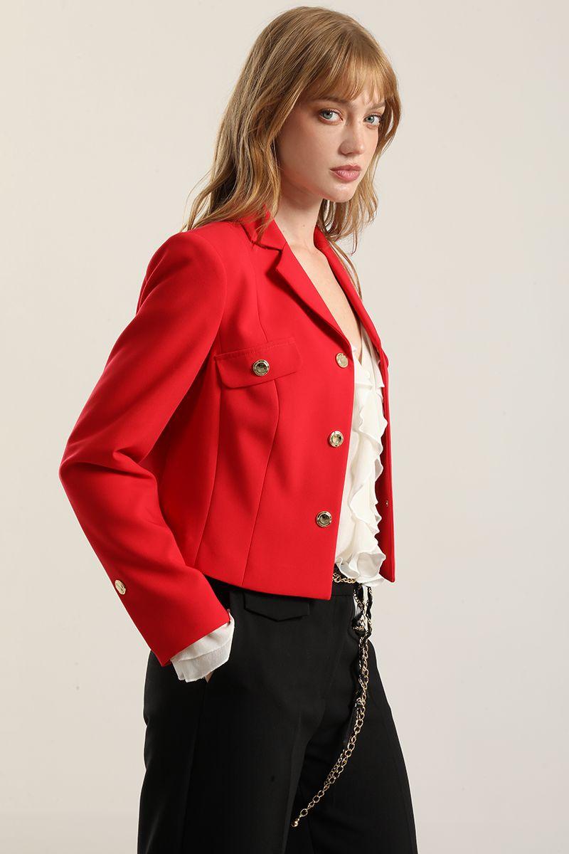 Chaqueta cropped, tapetas fantasia, rojo Liola-3