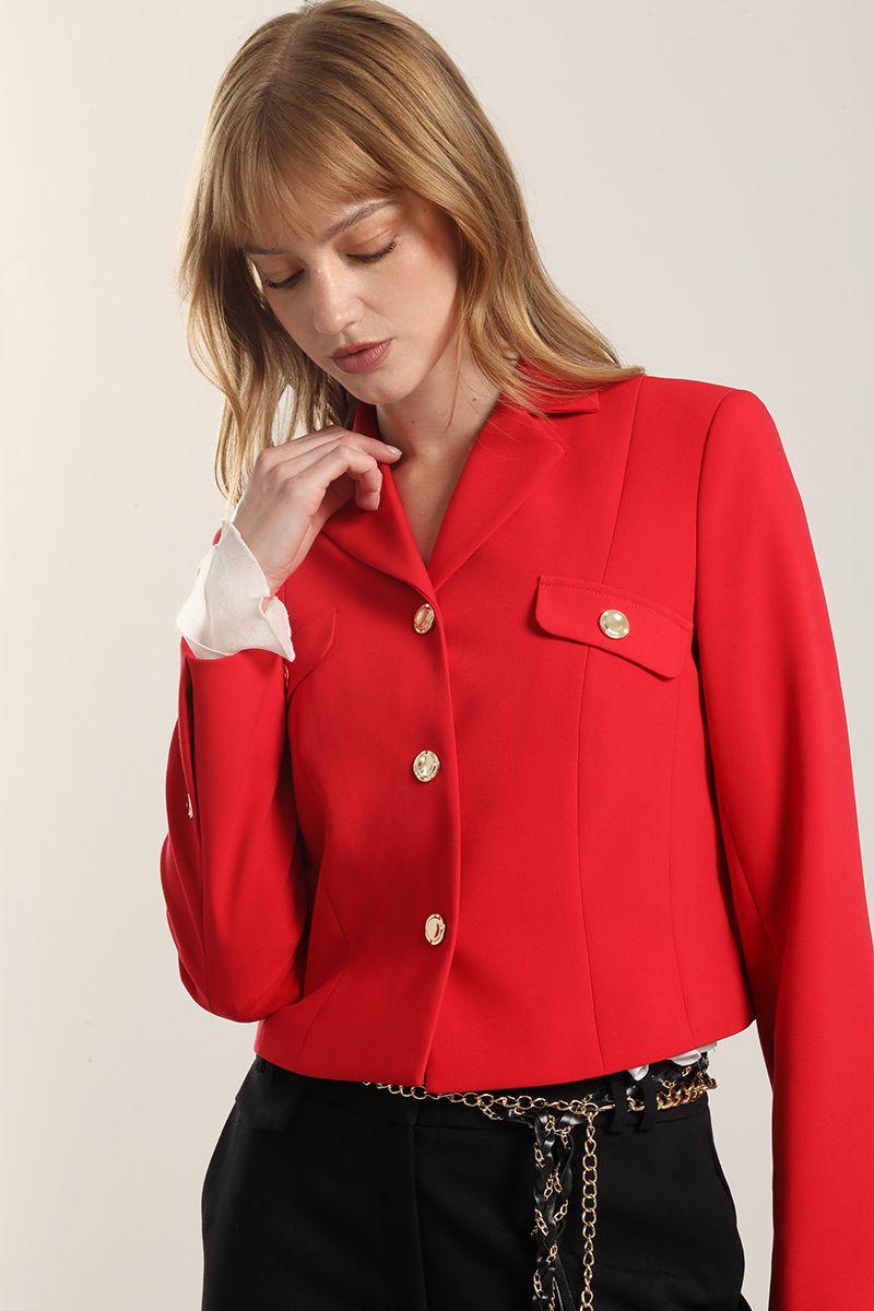Chaqueta cropped, tapetas fantasia, rojo Liola-4