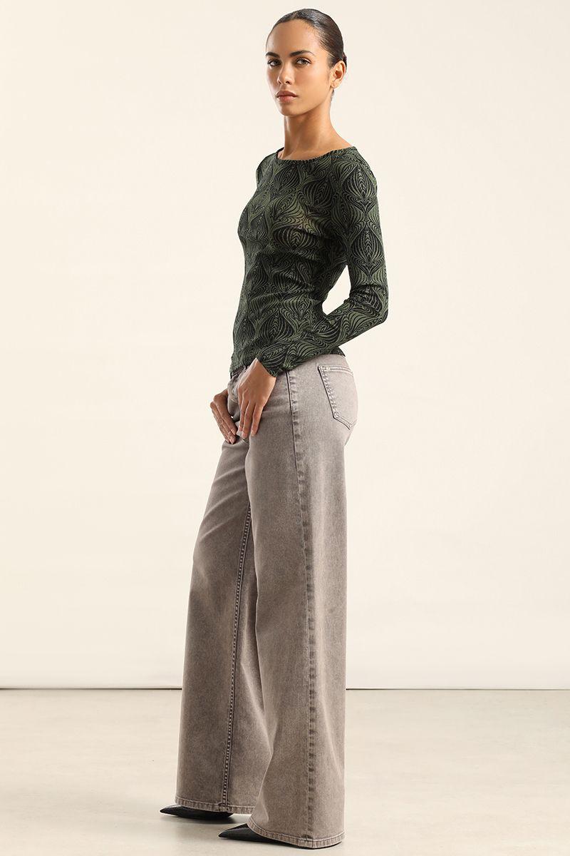 Top Malla, Estampado Metalizado, Verde Liola-3