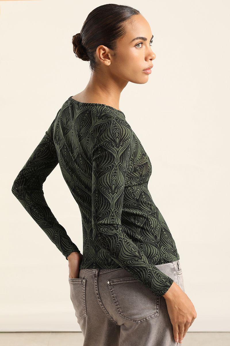 Top Malla, Estampado Metalizado, Verde Liola-4