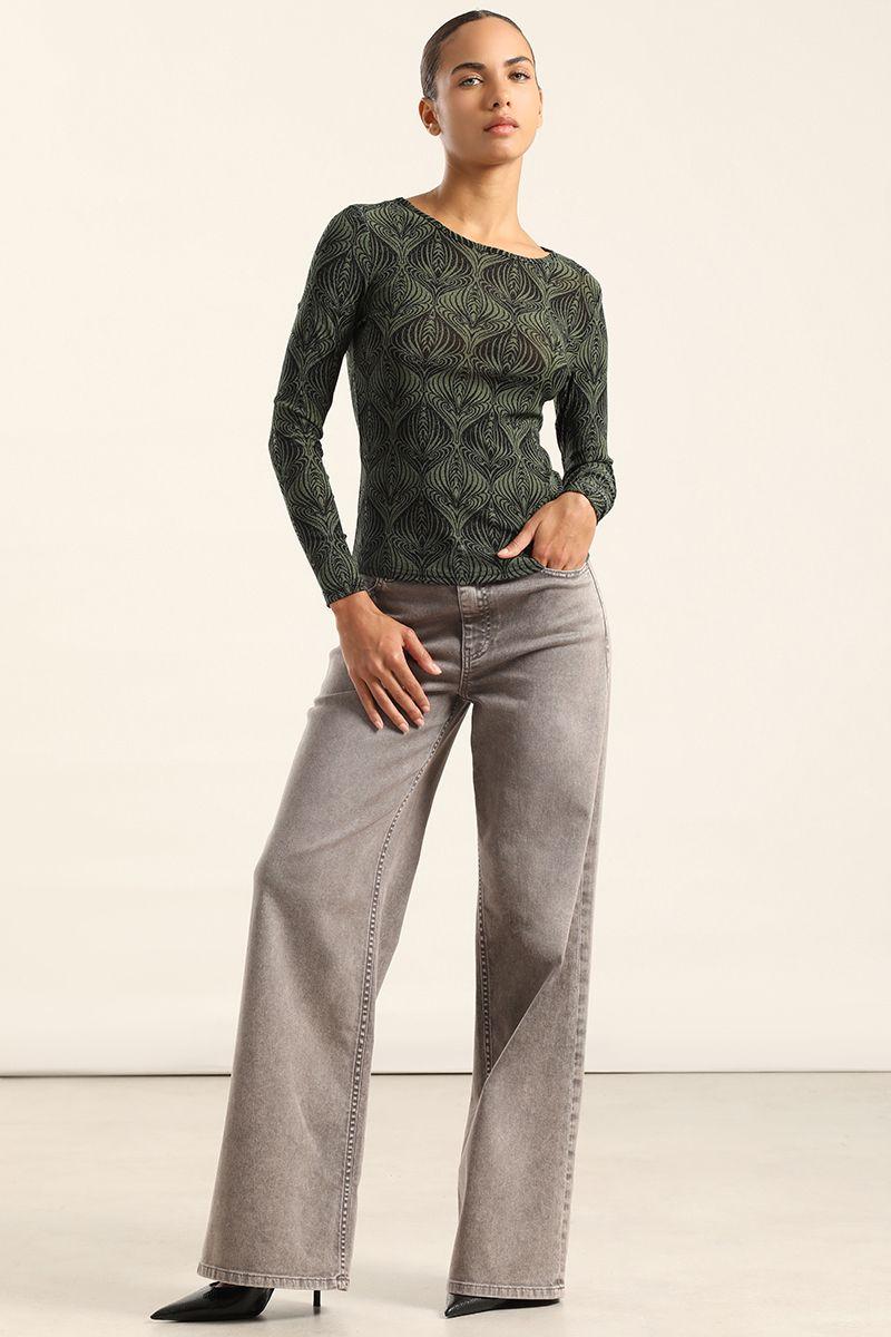 Top Malla, Estampado Metalizado, Verde Liola-5