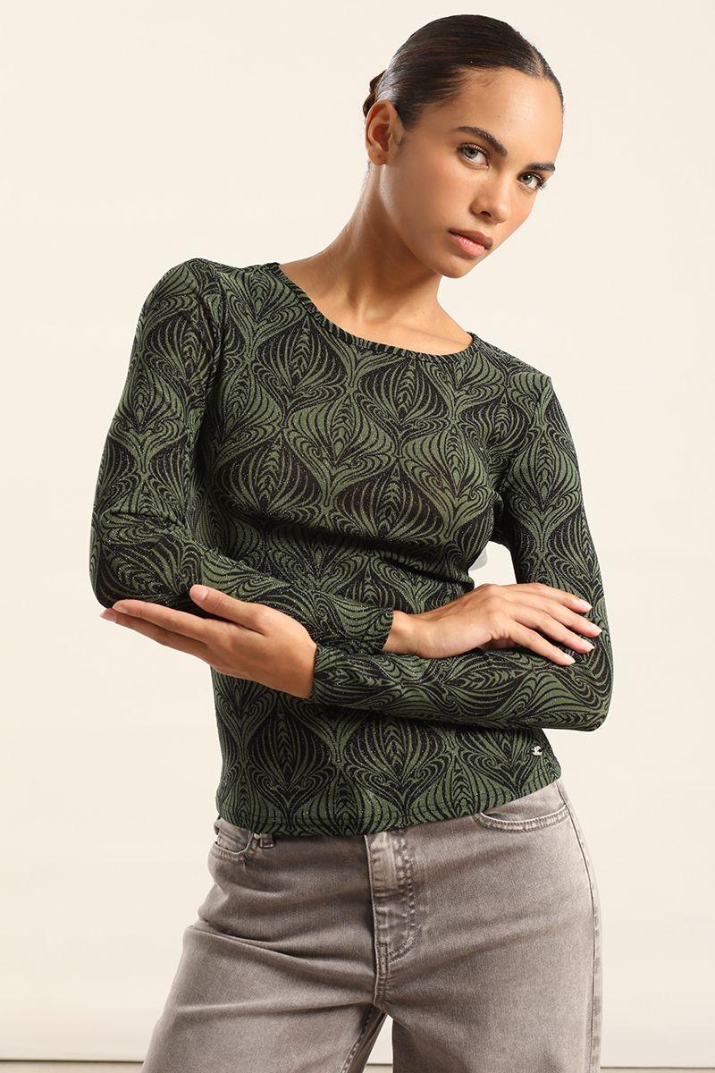 Top Malla, Estampado Metalizado, Verde Liola-6