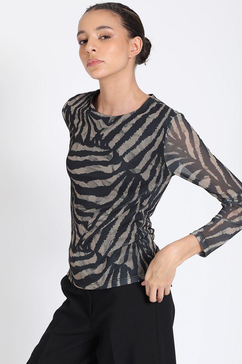 Polera Estampado Cebra Café Liola-3
