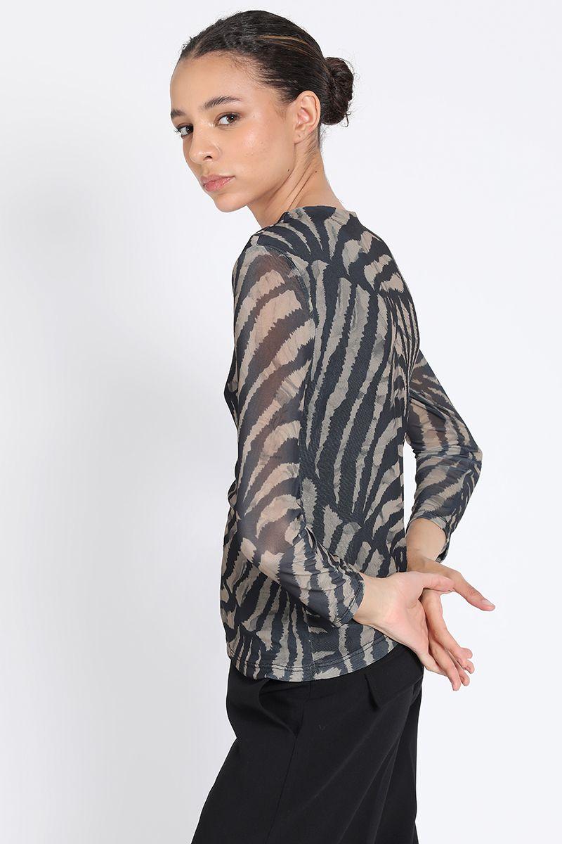 Polera Estampado Cebra Café Liola-4