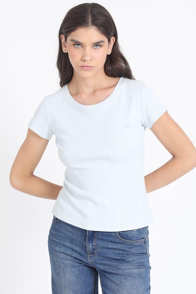 Polera Basica Algodón Ribb, Celeste Liola-3