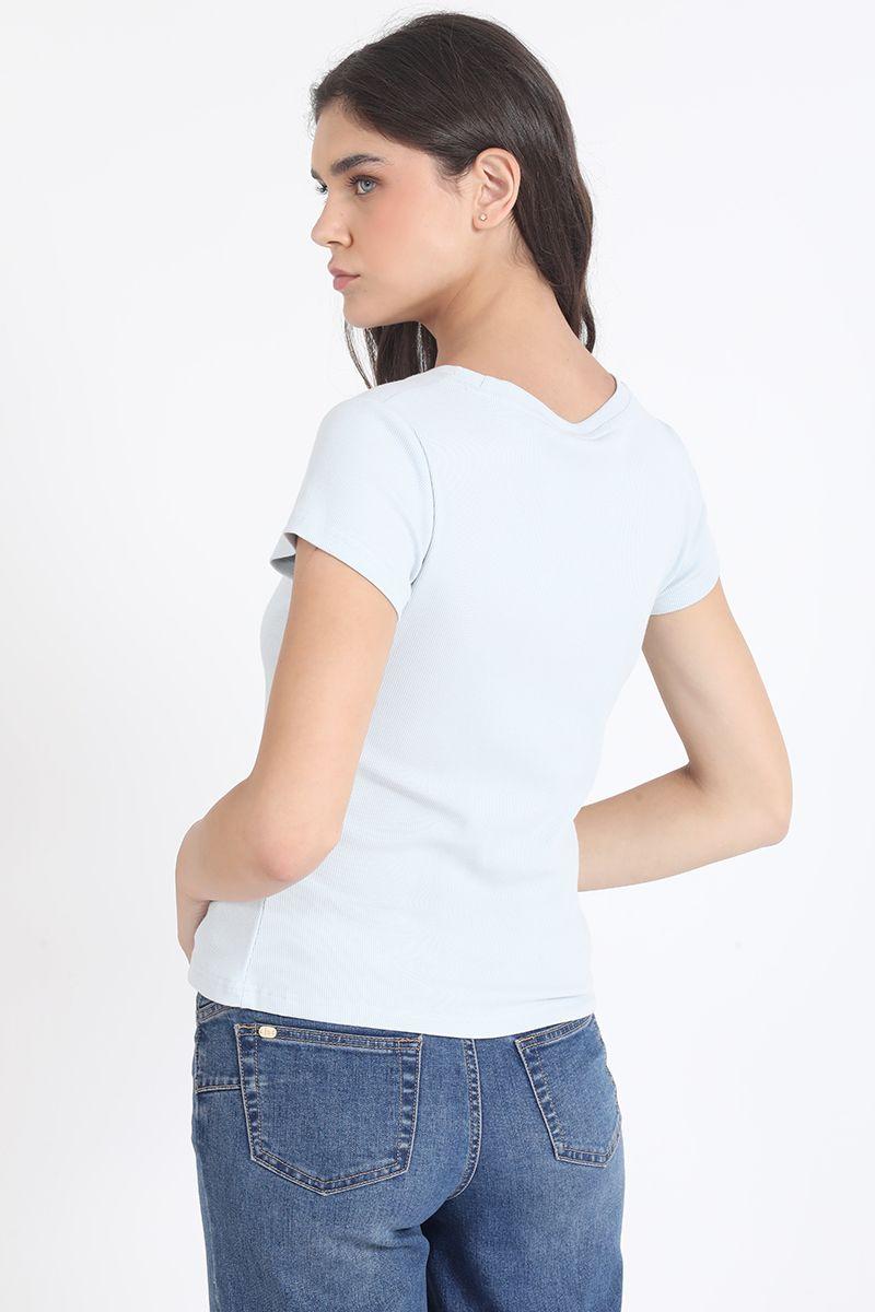 Polera Basica Algodón Ribb, Celeste Liola-4
