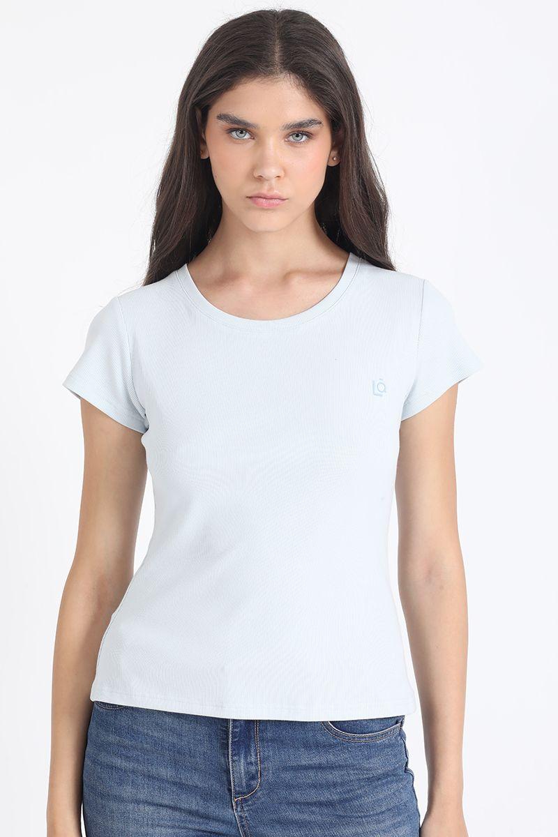 Polera Basica Algodón Ribb, Celeste Liola-5