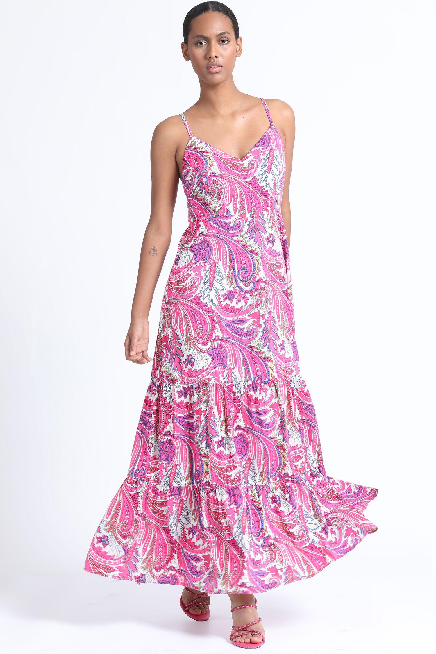 Vestido Maxi Estampado Fucsia Liola-0