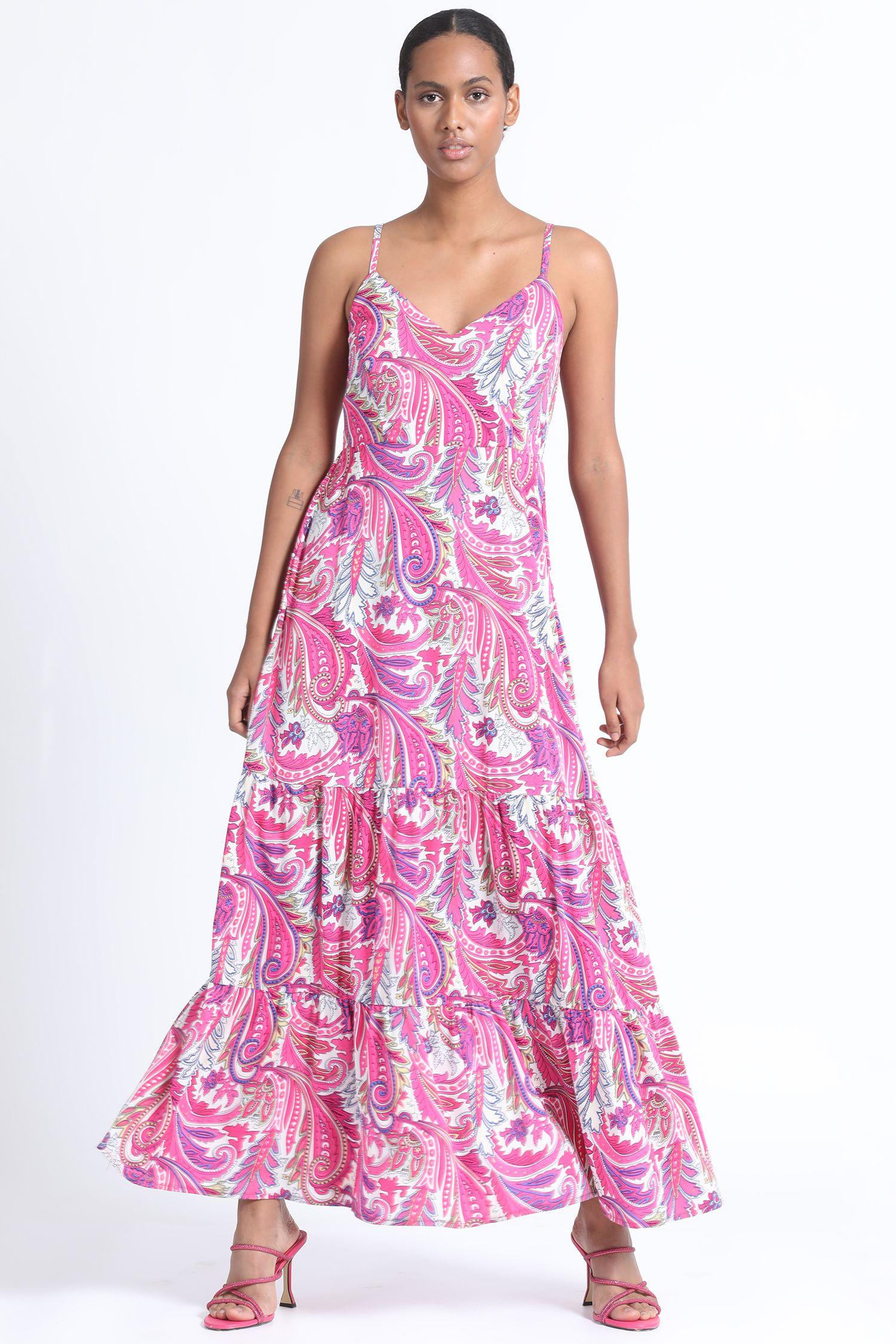 Vestido Maxi Estampado Fucsia Liola-1