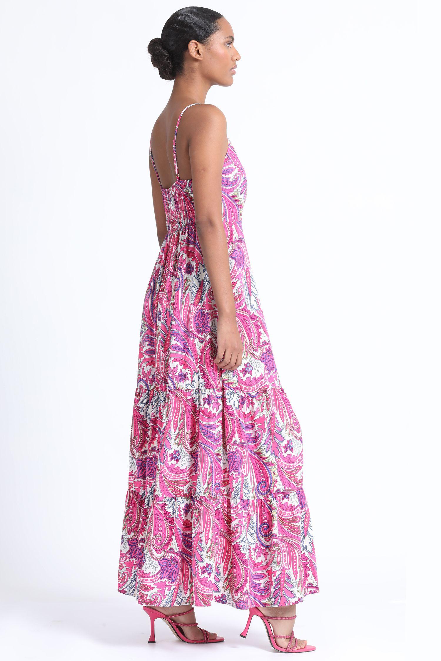 Vestido Maxi Estampado Fucsia Liola-2