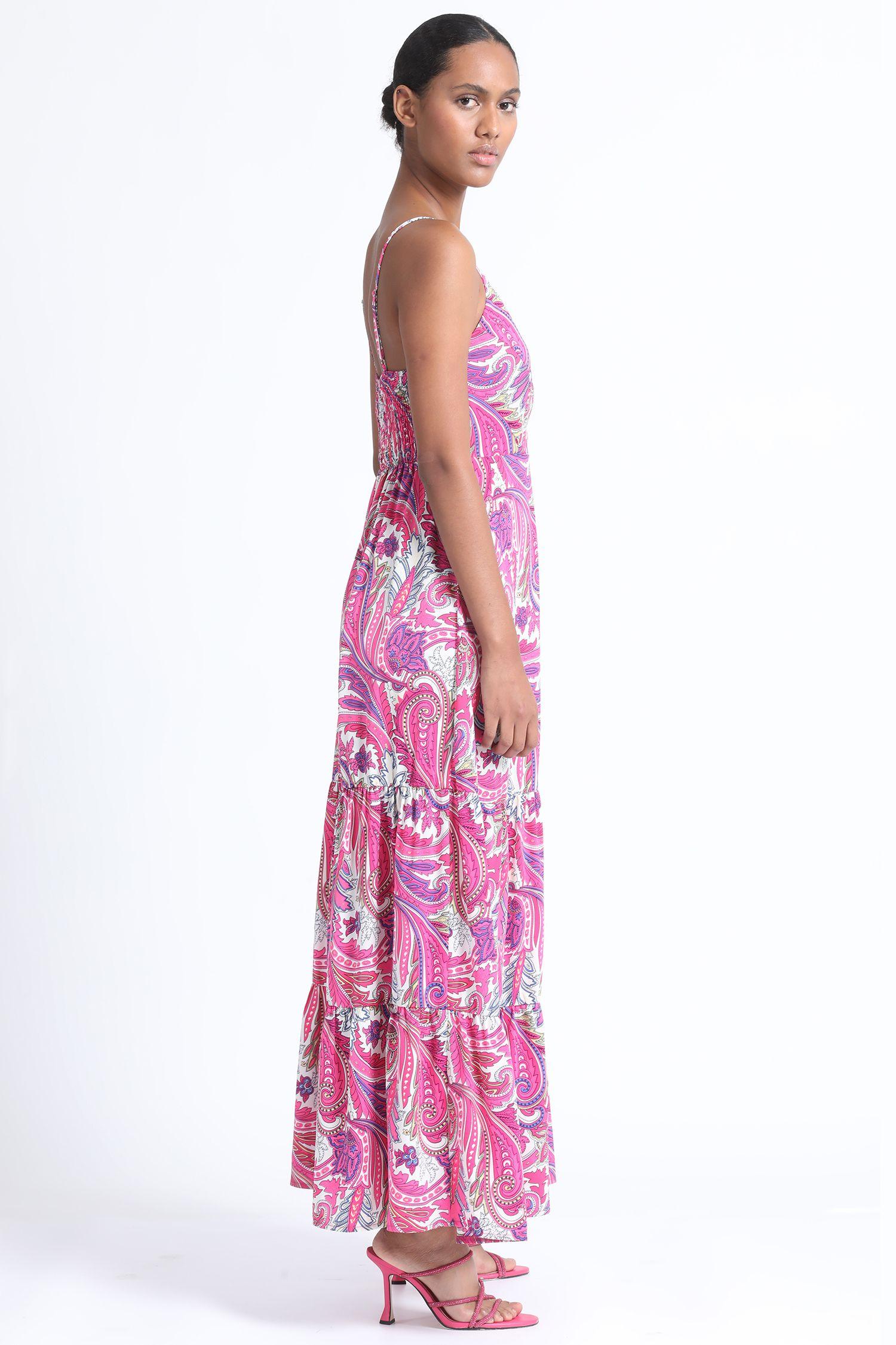 Vestido Maxi Estampado Fucsia Liola-3