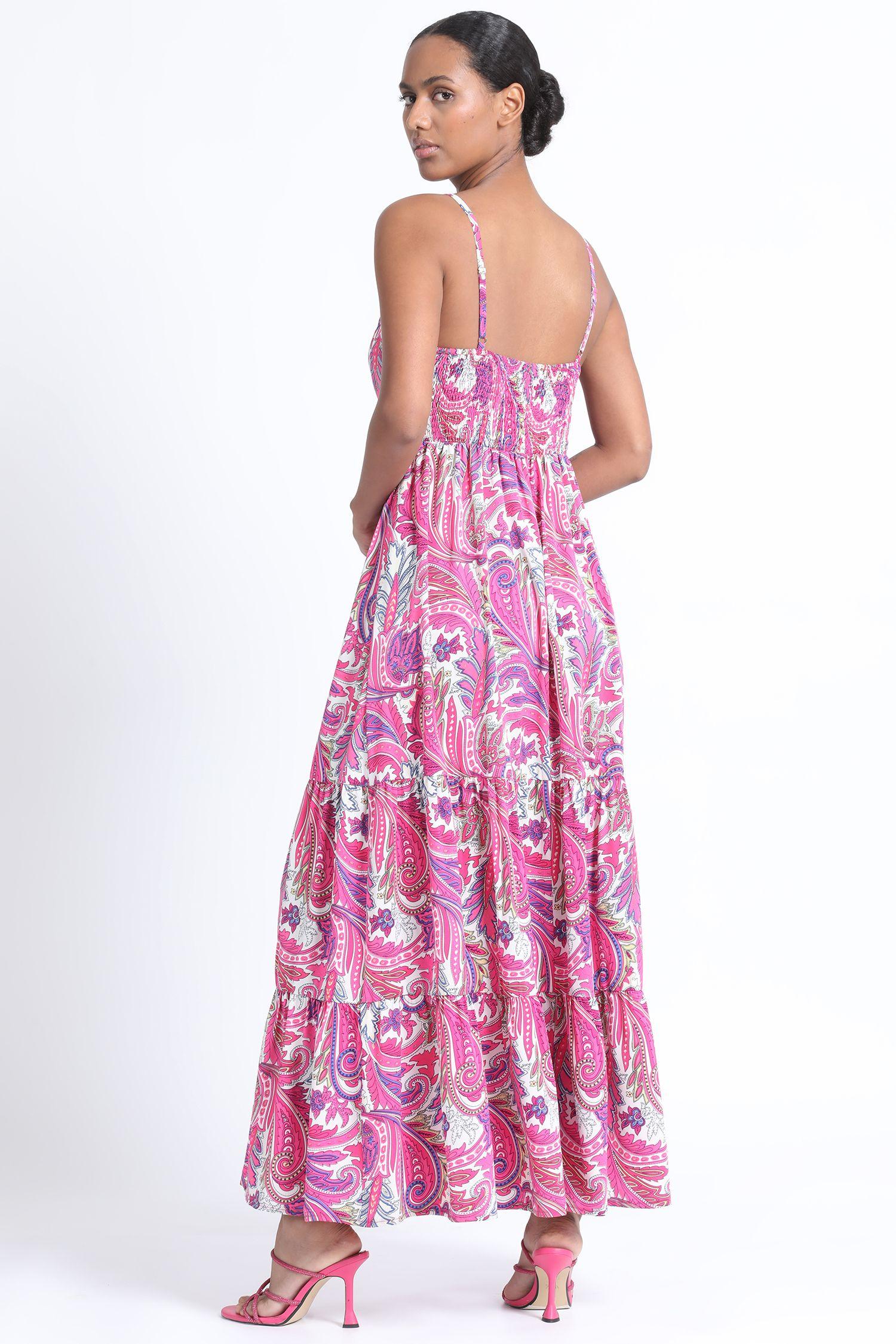 Vestido Maxi Estampado Fucsia Liola-4