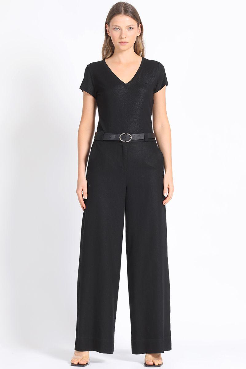 Pantalon Ancho Lino Mix Negro Liola-1