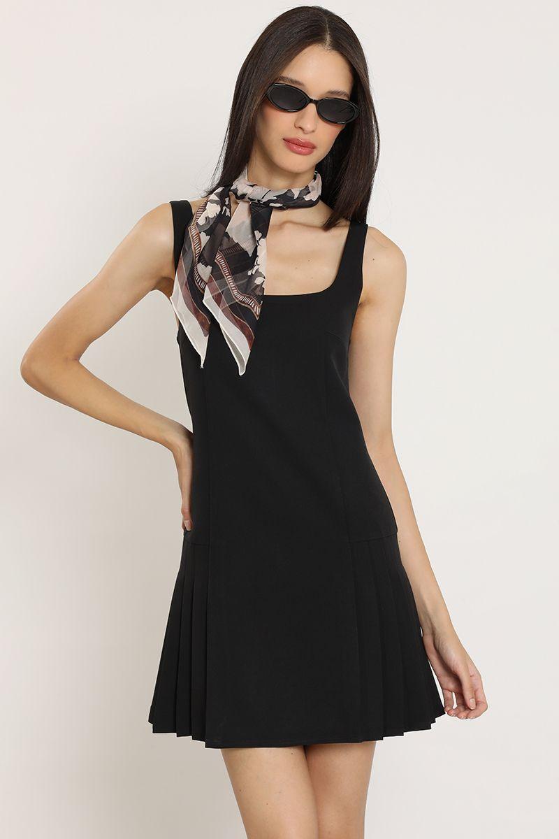 Vestido corto, tablas, negro Liola-3