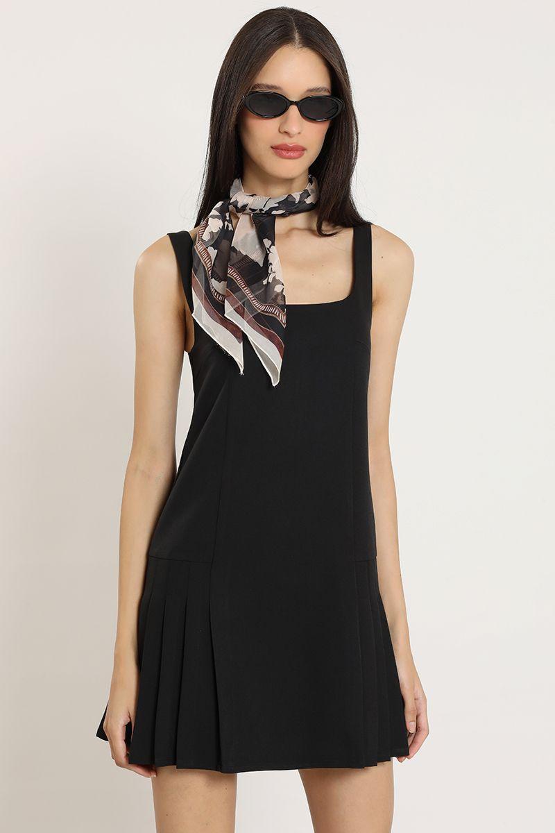 Vestido corto, tablas, negro Liola-4