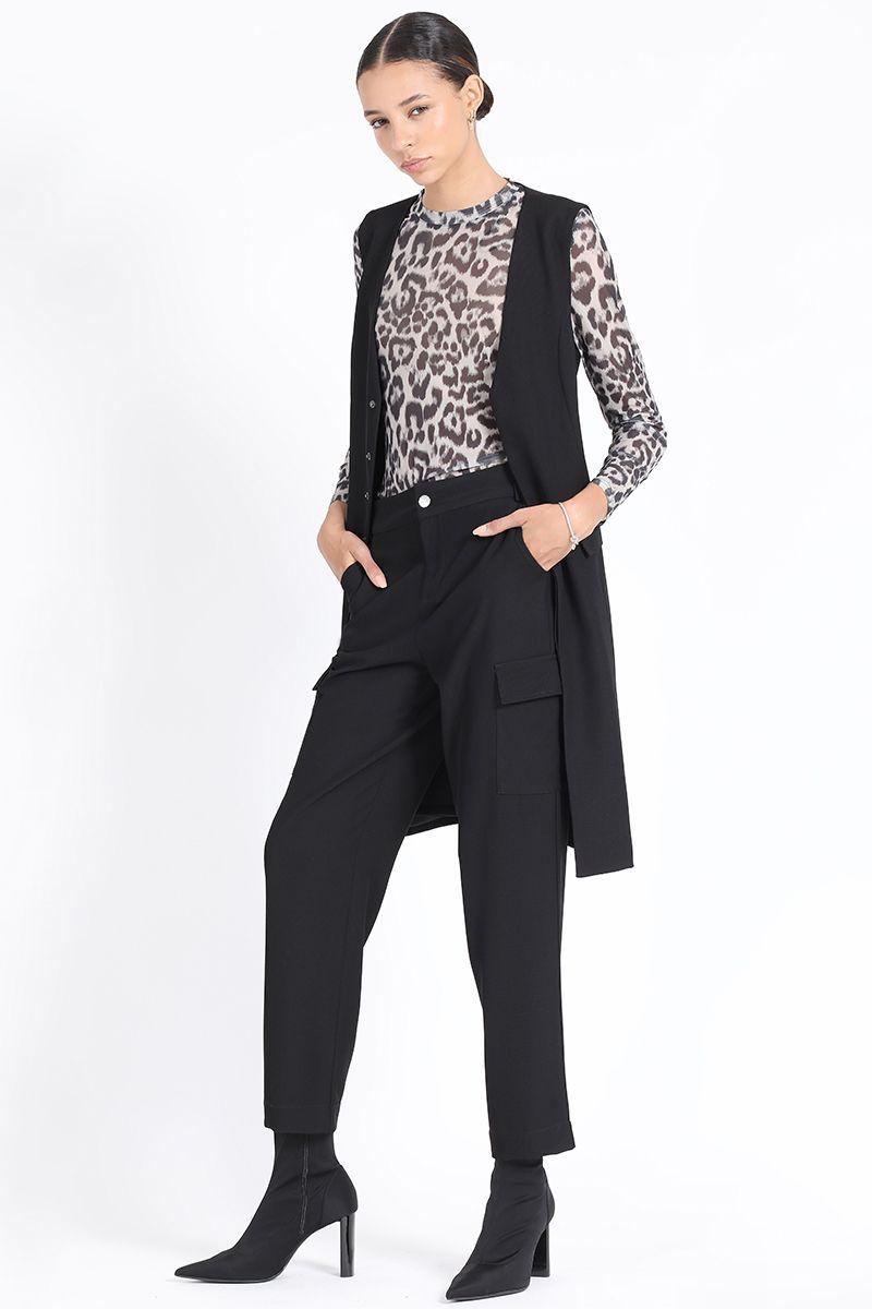 Chaqueta Larga Sin Mangas, Negro Liola-6