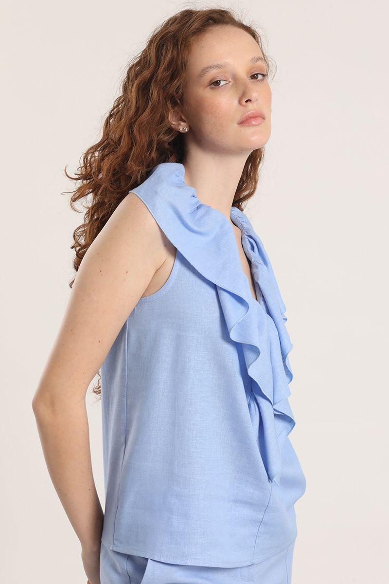 Blusa lino liola mujer celeste-4