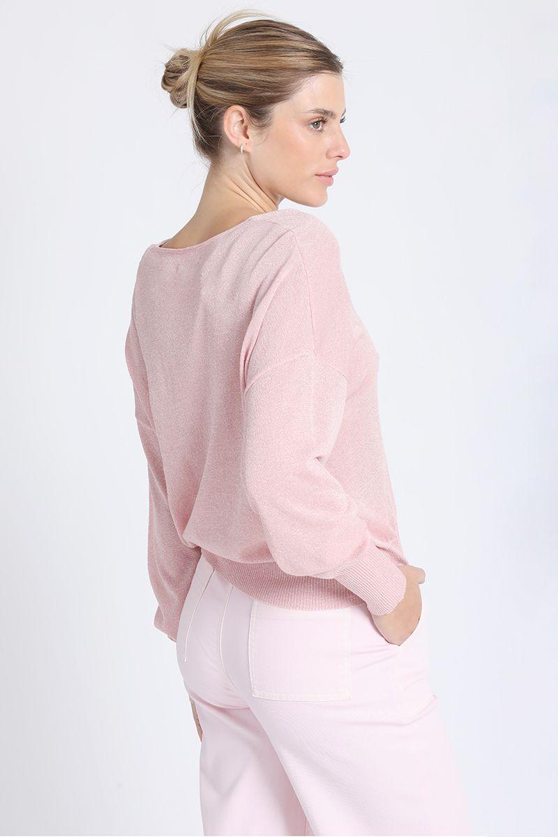 Sweater Tejido Lurex Rosa Liola-3