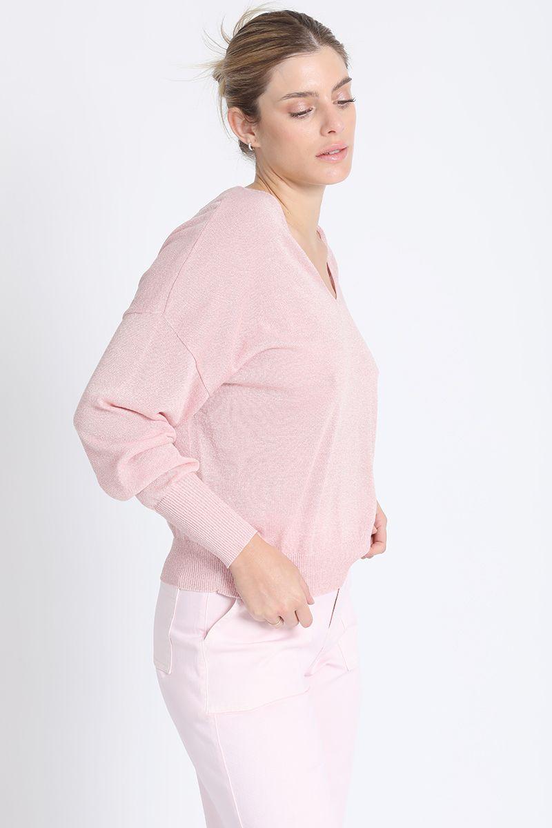 Sweater Tejido Lurex Rosa Liola-4