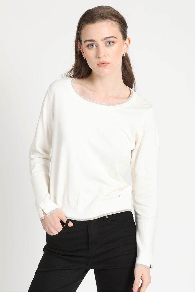 Sweater Tejido Lurex Crudo Liola-0