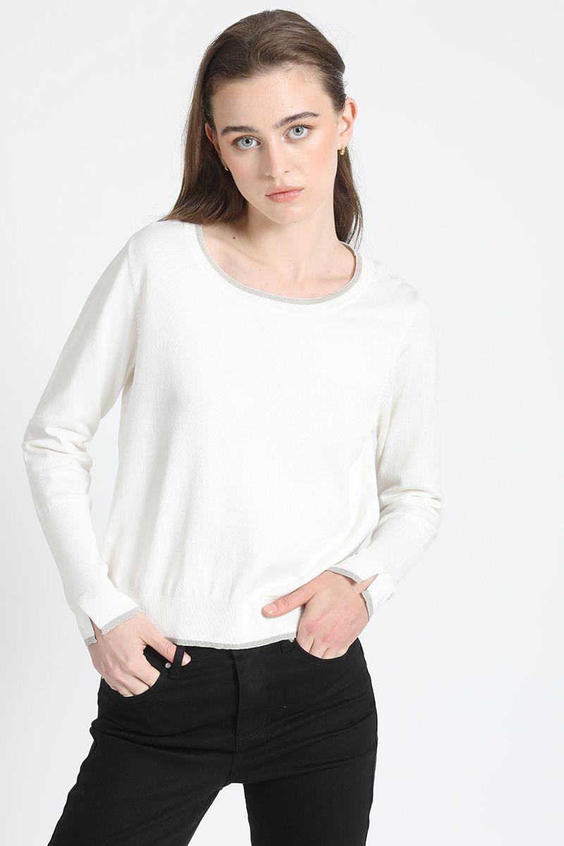 Sweater Tejido Lurex Crudo Liola-3