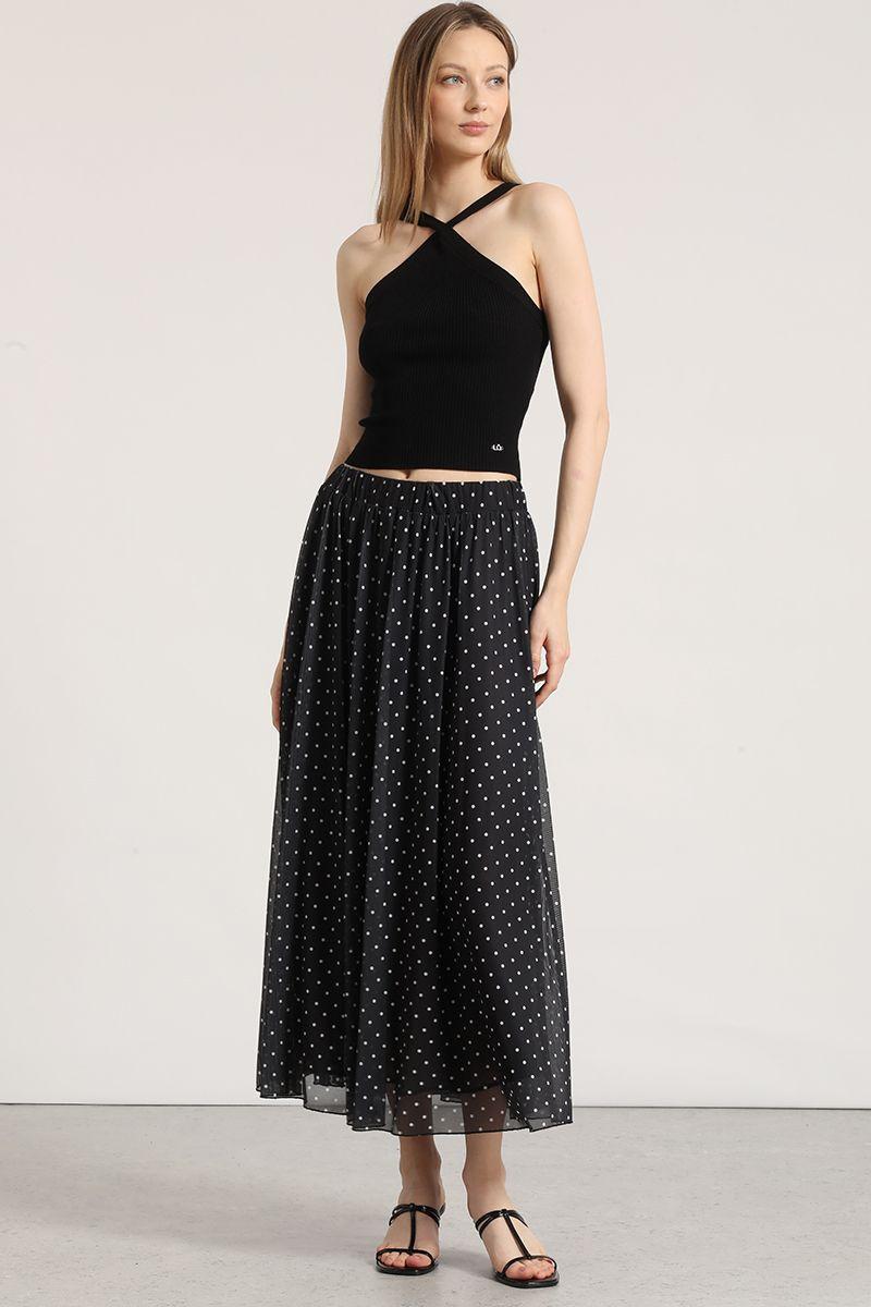 Falda midi estampado Liola mujer negro-0