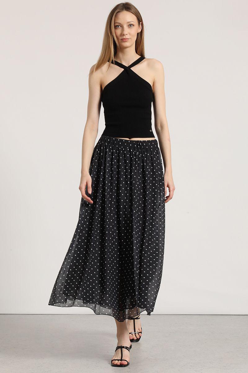 Falda midi estampado Liola mujer negro-1
