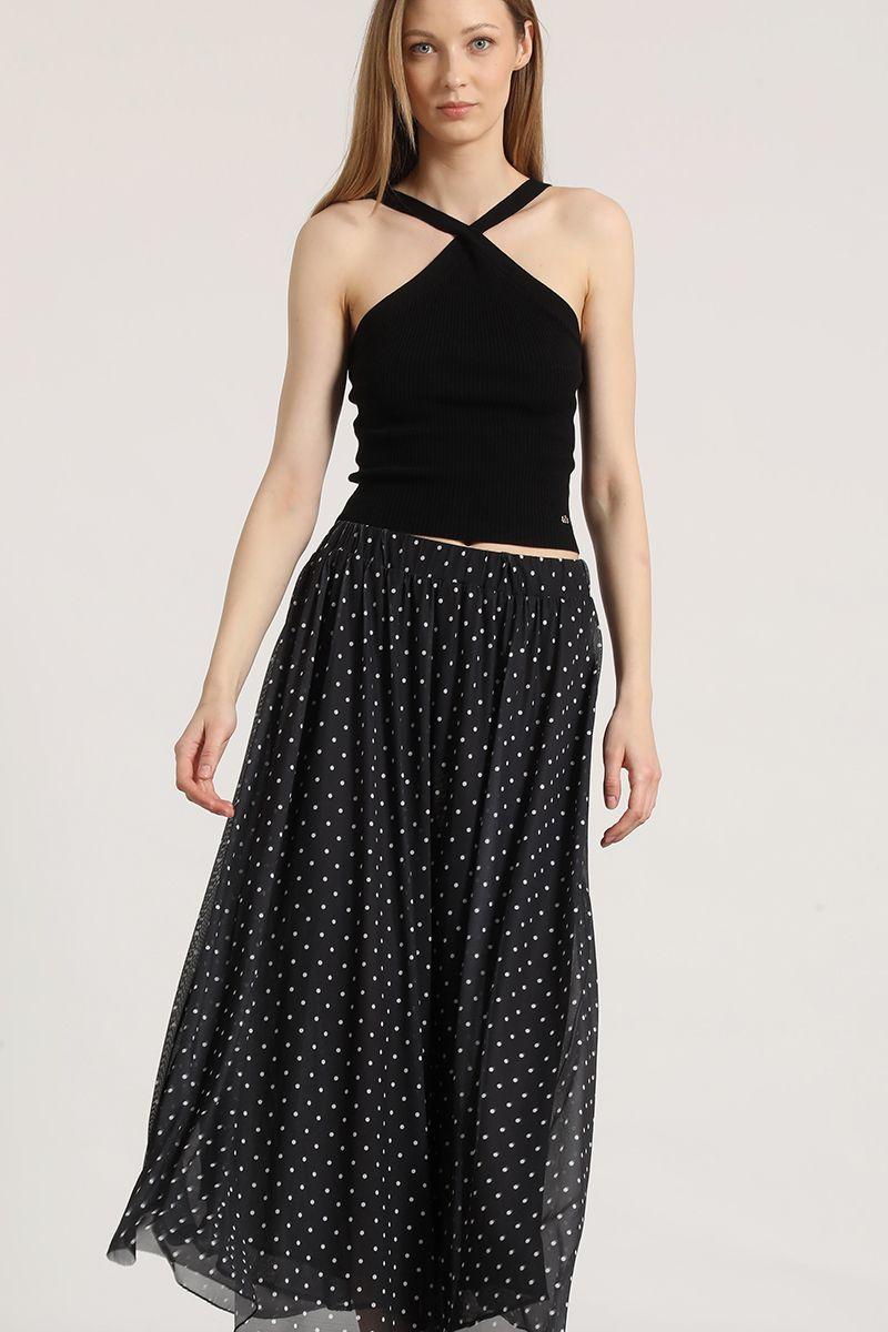 Falda midi estampado Liola mujer negro-4