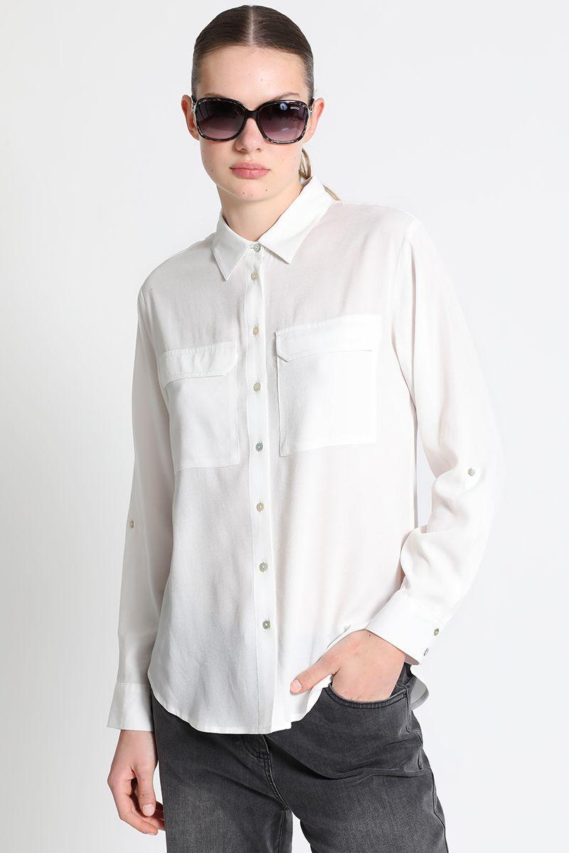 Blusa Camisera Fluida Crudo Liola-0