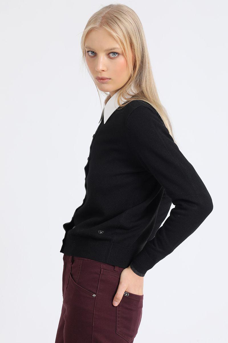 Cardigan Tejido Punto, Negro Liola-2