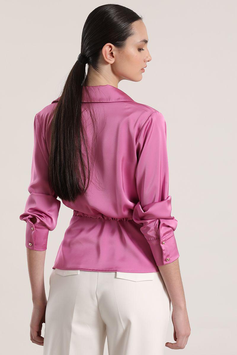Blusa cruzada con cinturón Liola mujer fresa-4