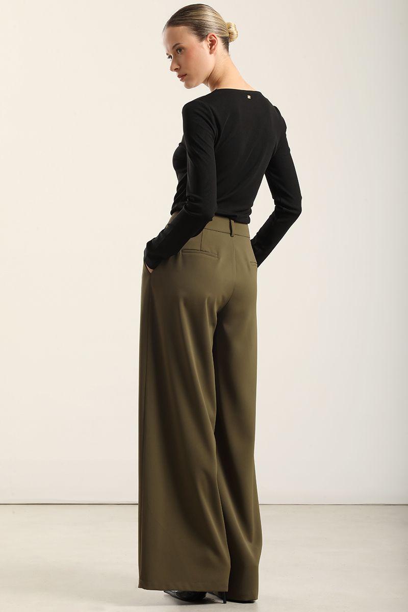 Pantalon Ancho Con Pinza, Militar Liola-3