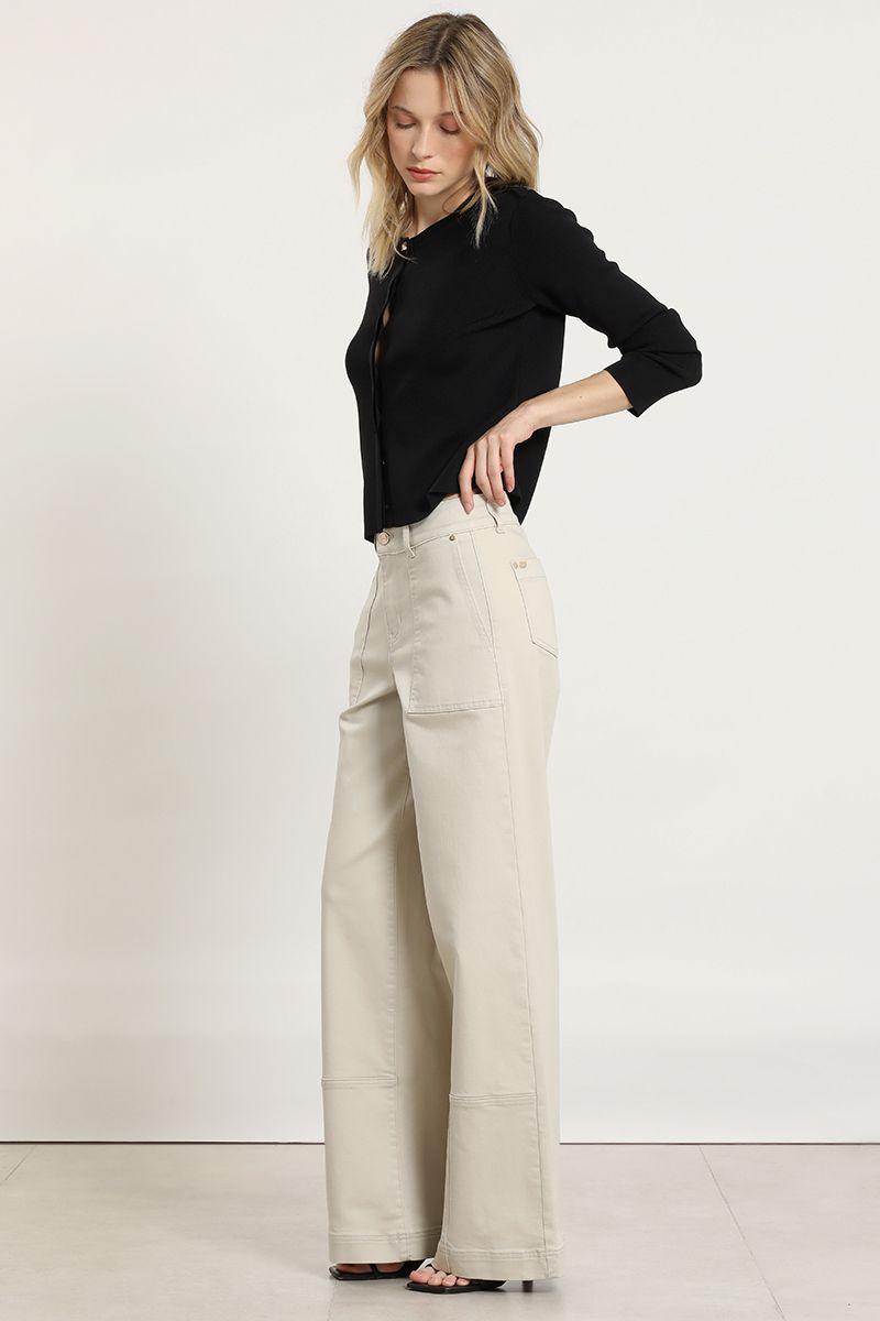 Jeans color palazzo, cargo, masilla Liola-1