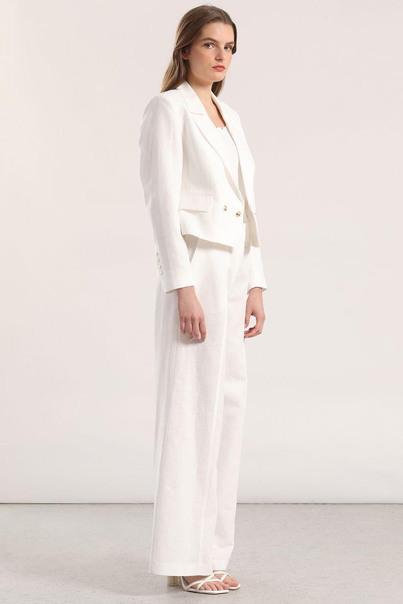 Pantalón palazzo lino mujer Liola crudo-1