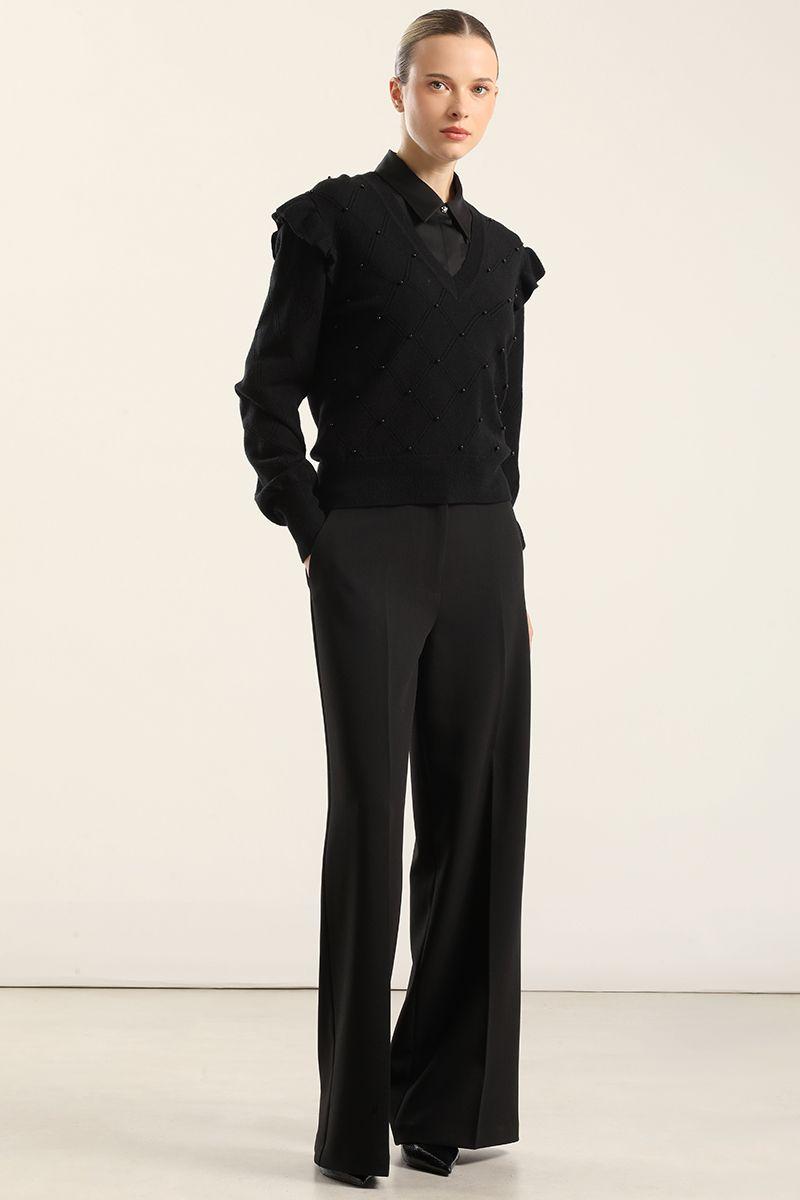 Jersey punto perlas, negro Liola-1