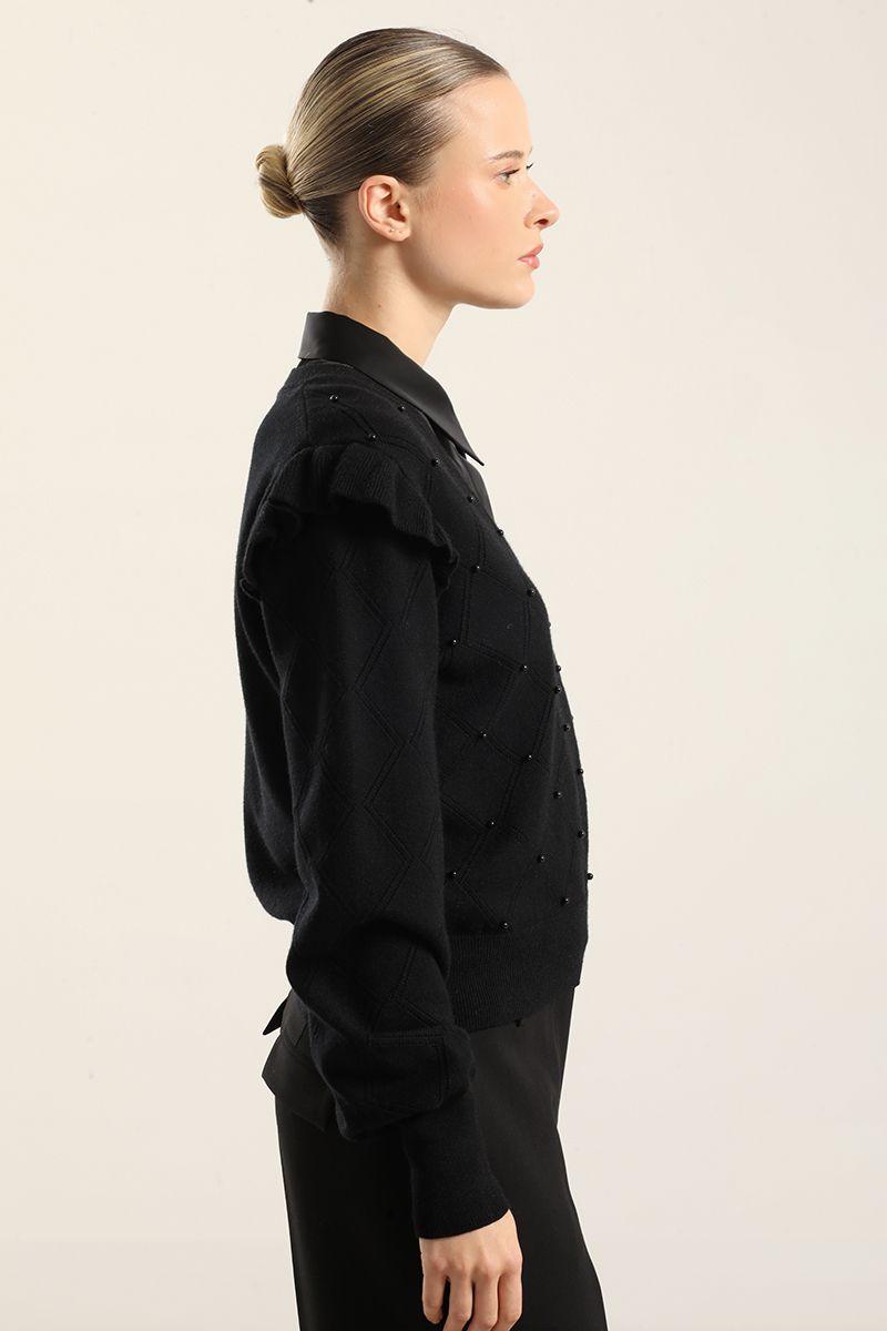 Jersey punto perlas, negro Liola-3