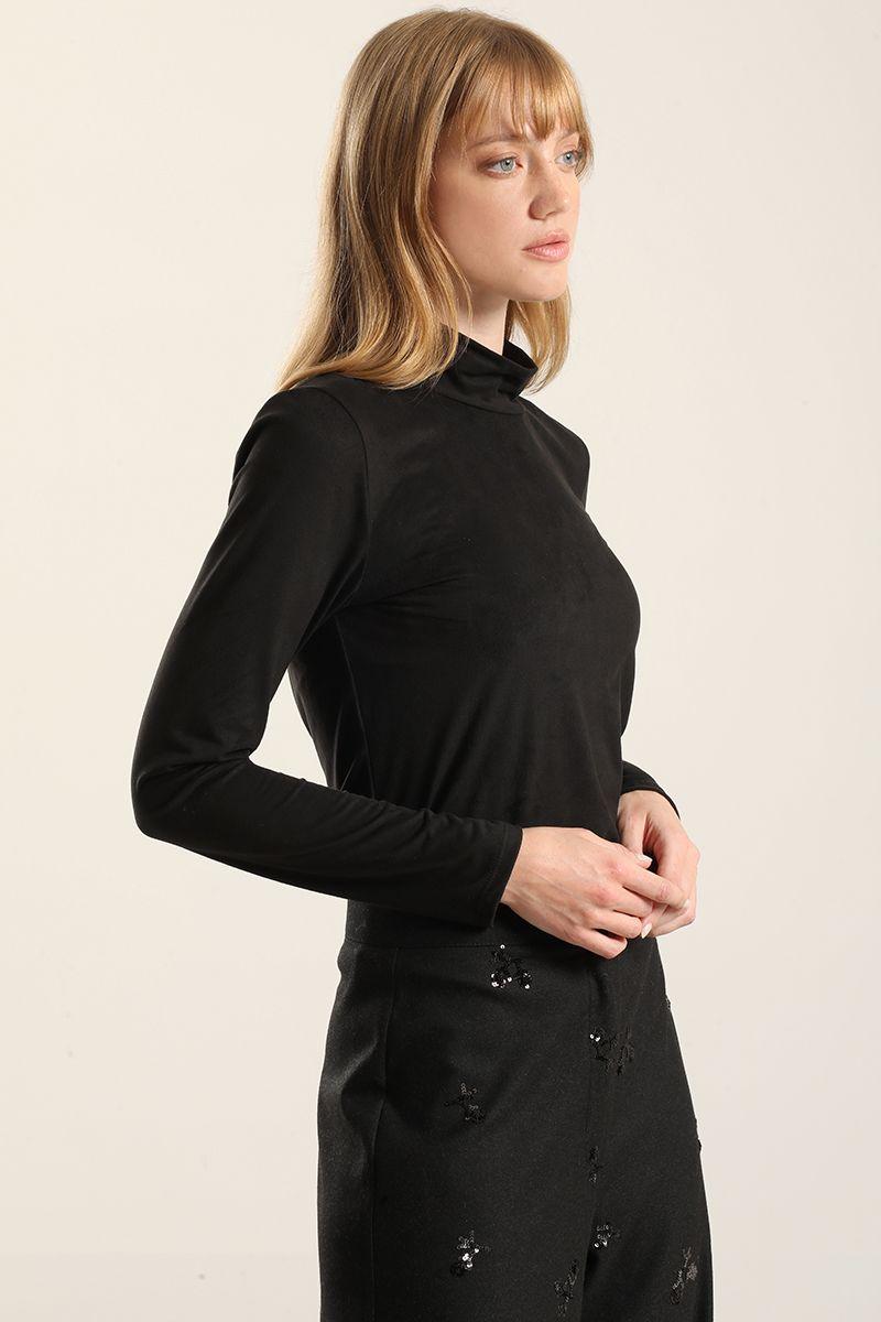 Top Basico Efecto Gamuza, Negro Liola-2