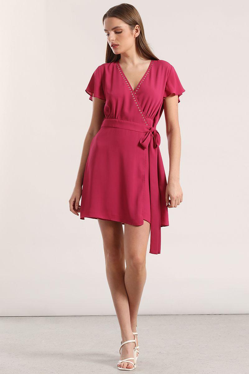 Vestido corto mujer Liola fucsia-1