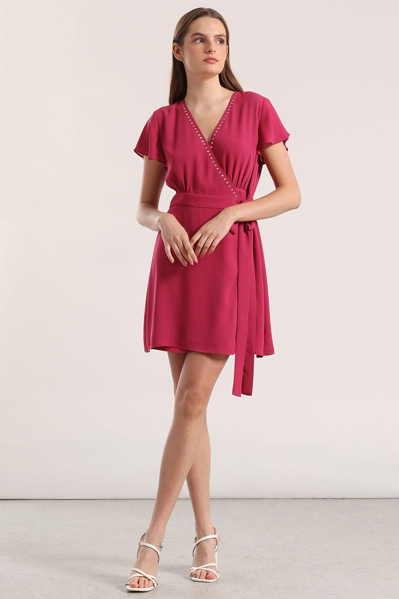 Vestido corto mujer Liola fucsia-4