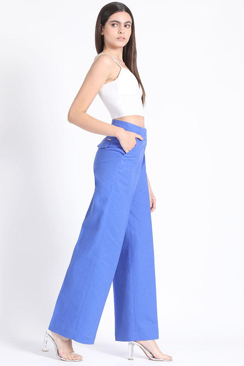 Pantalon Recto Lino Algodon Oceano Liola-5
