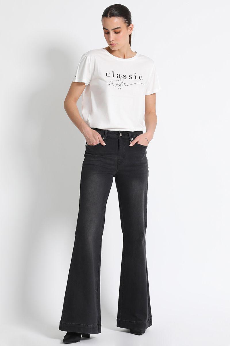 Jeans Palazzo Tiro Medio Negro Liola-0