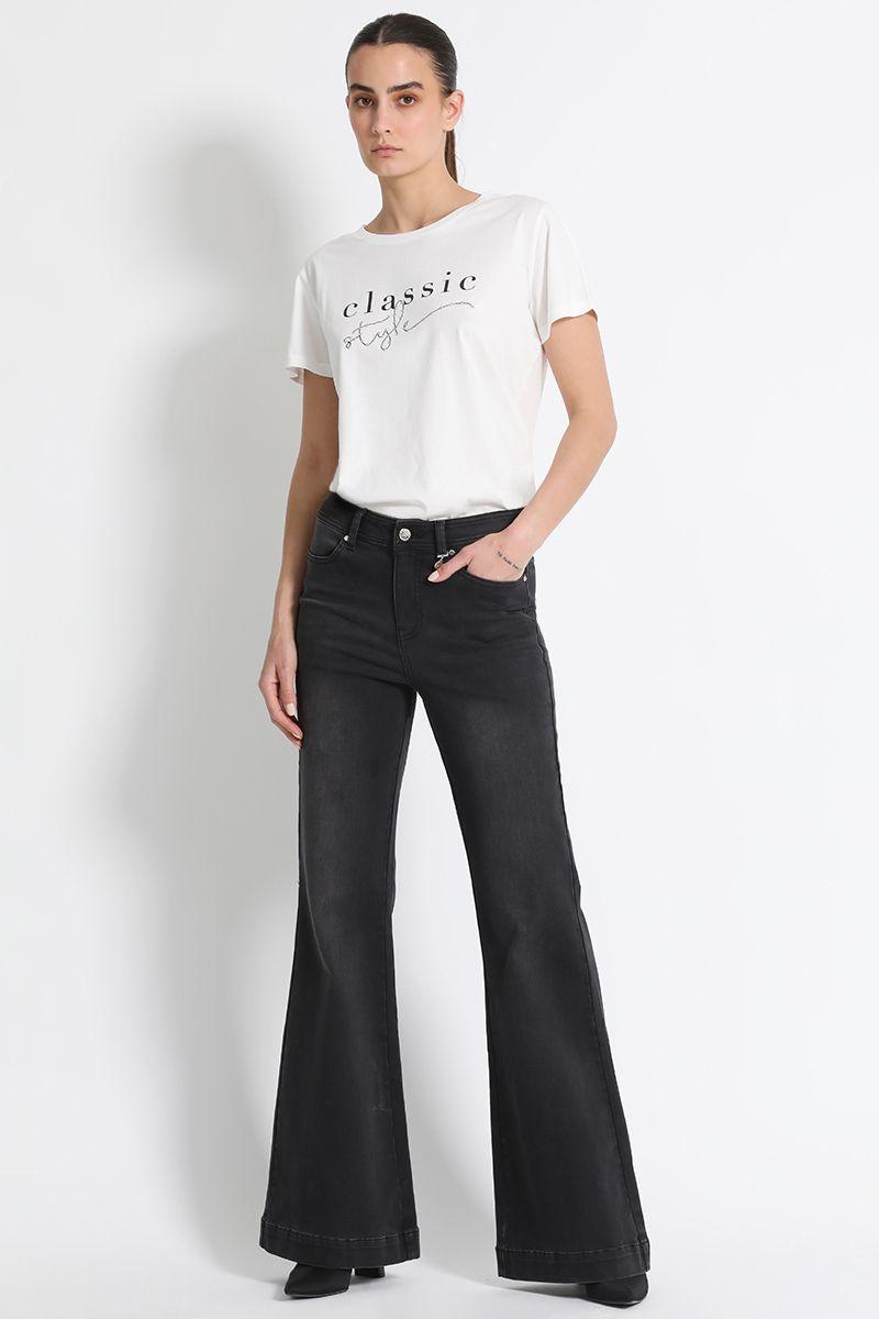 Jeans Palazzo Tiro Medio Negro Liola-1