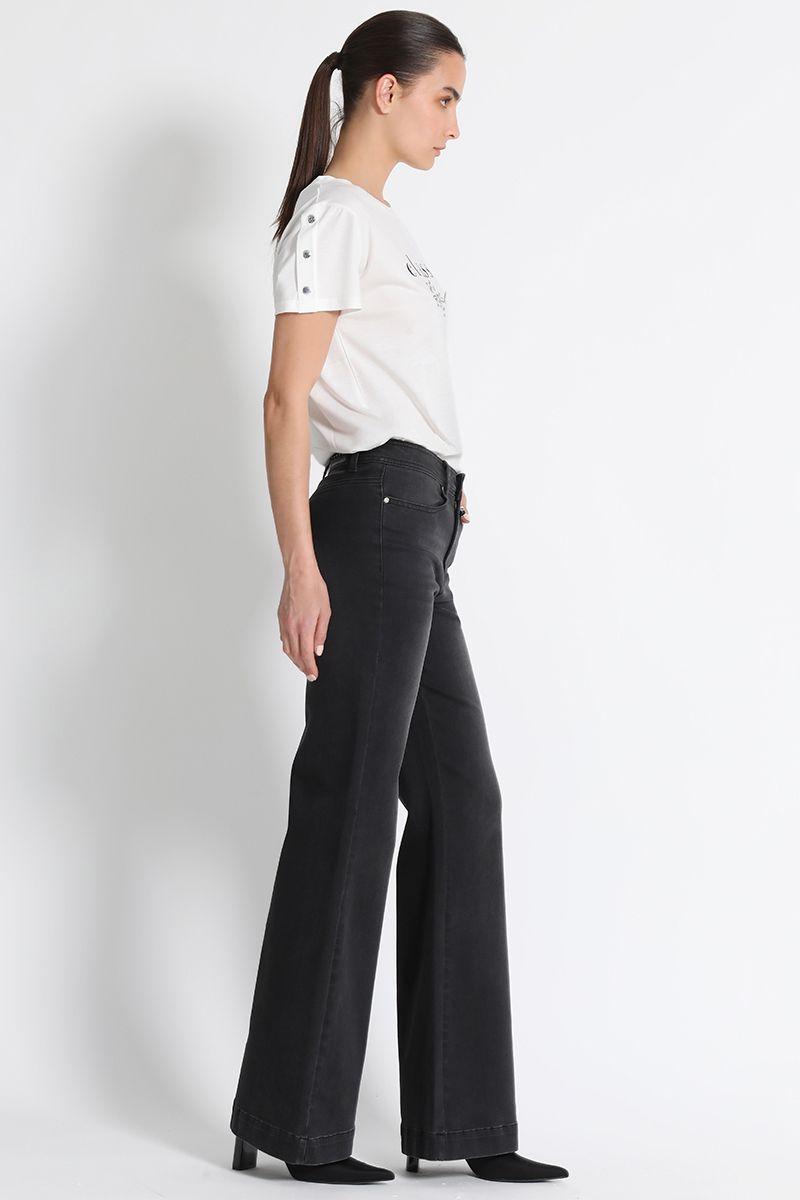 Jeans Palazzo Tiro Medio Negro Liola-3