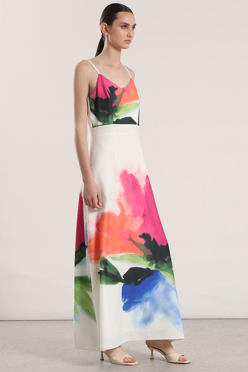 Vestido maxi estampado Liola mujer crudo-3