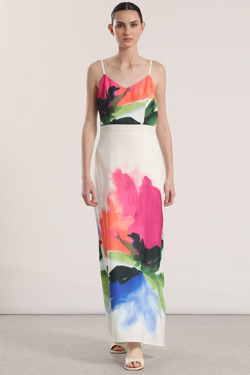Vestido maxi estampado Liola mujer crudo-4
