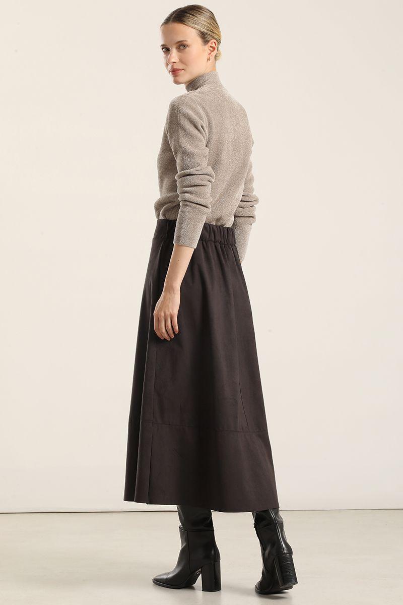 Falda larga, suede, gris Liola-4