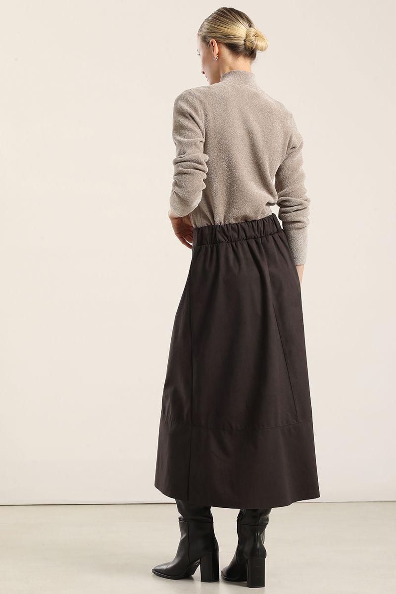 Falda larga, suede, gris Liola-5