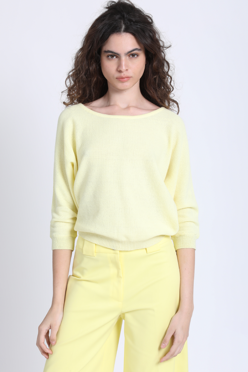 Sweater Tejido Mix Algodón Lurex Amarillo Liola-1