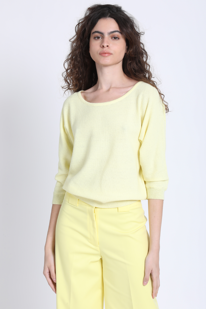 Sweater Tejido Mix Algodón Lurex Amarillo Liola-3