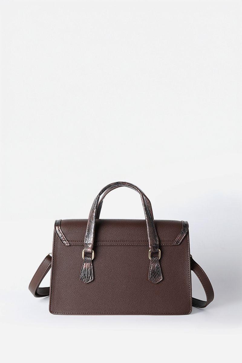 Cartera Aplicación Piton, Efecto Cuero, Chocolate Liola-2